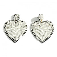 DESCRIPTION: Seed Beaded Heart Felt Statement Drop Earrings.  - Approximately 2.5" in Length