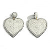 DESCRIPTION: Seed Beaded Heart Felt Statement Drop Earrings.  - Approximately 2.5" in Length