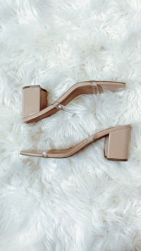 Heels features a nude bottom, padded base, double clear straps, and runs true to size! 