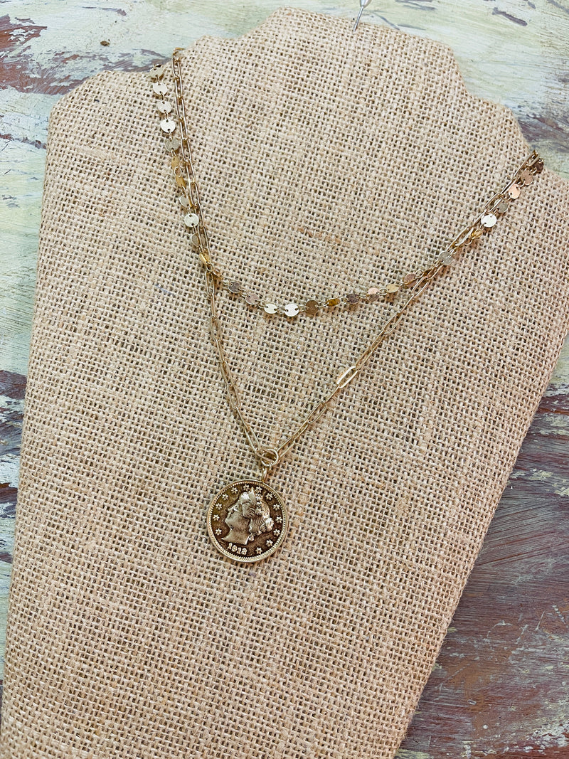 Gold Coin Chain Necklace - The Sassy Owl Boutique