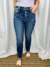 Bottoms feature a dark wash denim, skinny leg fit, non-distressing, functional pockets and runs true to size!      -These fit exactly like the "Your Go To Mom Skinny Jeans"