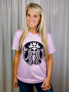 Graphic features a solid base colored tee, short sleeves, unisex fit, black ink design, and runs true to size!-orchid