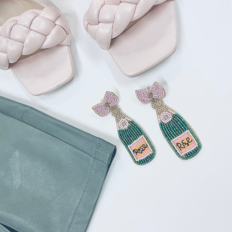 Beaded Rose Bottle Earrings - The Sassy Owl Boutique