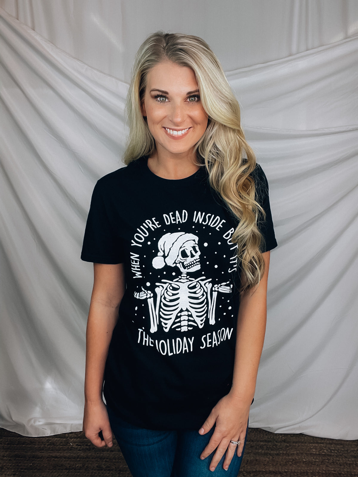 Tee features a solid base color, unisex fit, short sleeves, white ink, crew neck line, long enough to wear with leggings and runs true to size! 