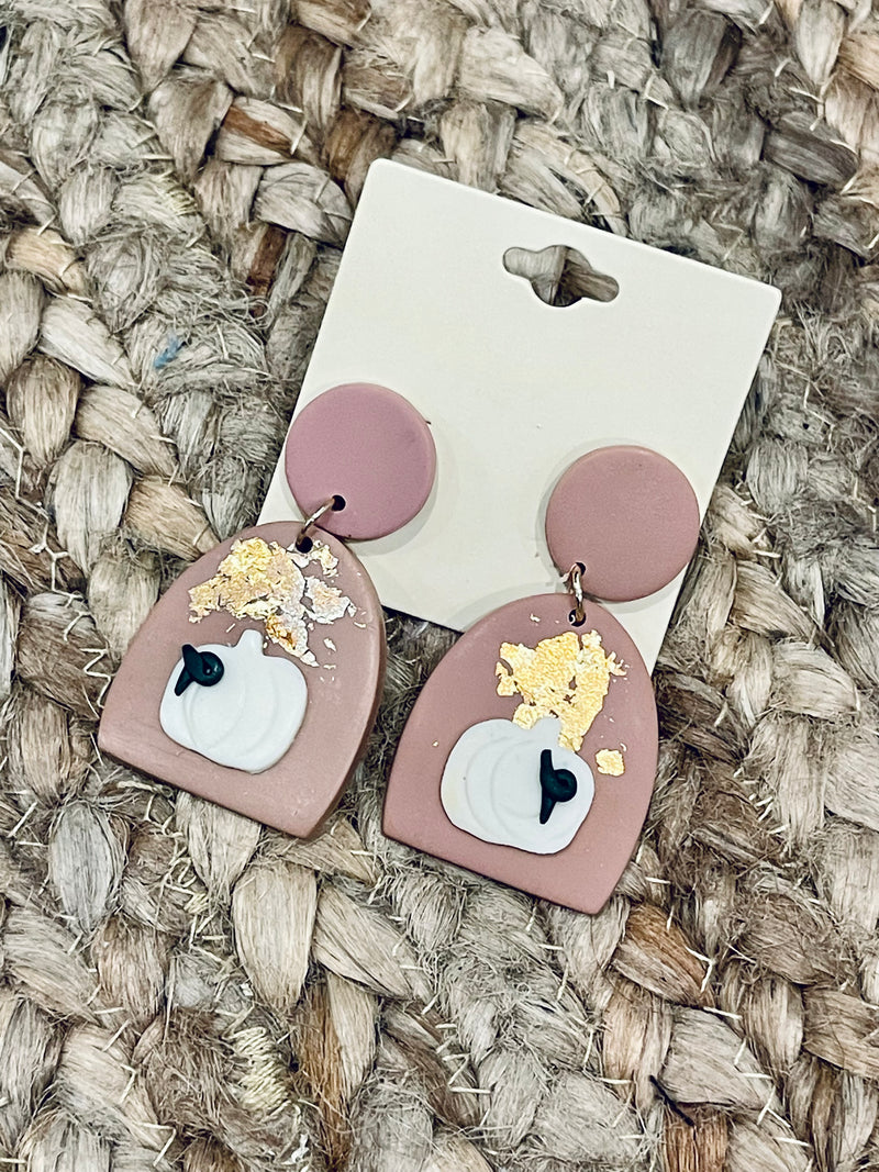 pumpkin clay earrings fall