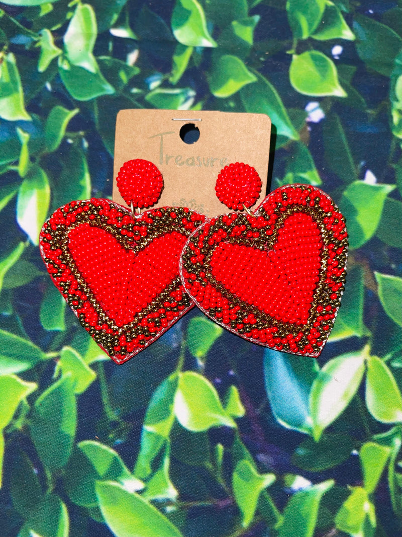 Beaded Heart Earrings - The Sassy Owl Boutique